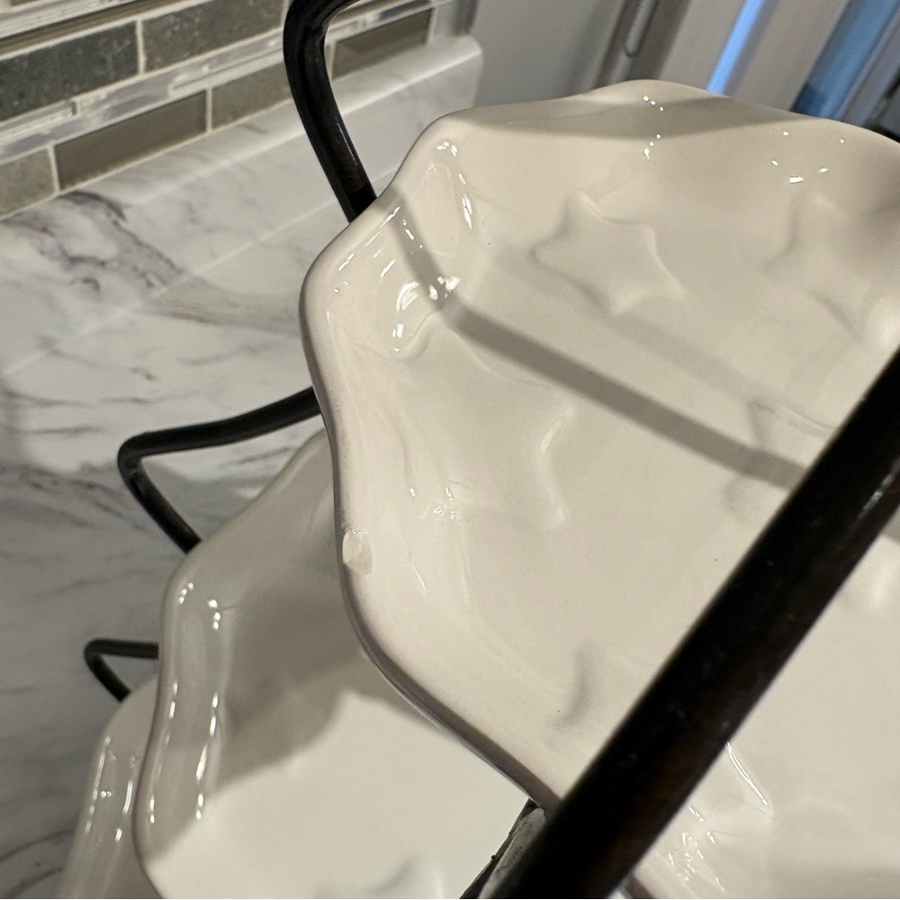 Princess House 3 Tier Christmas Tree Serving Tray white star embossed plates - Picture 8 of 15